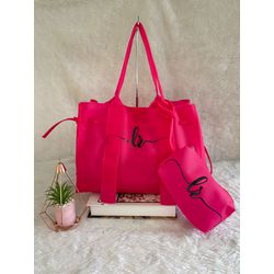 Bolsa Verão Sacola Silicone Lr + Nécessaire - Pink - Lorena Rodriguez