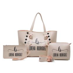 Kit Bolsa Sacola Lr + Nécessaire + Carteira - Bege - Lorena Rodriguez