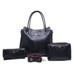 Kit Bolsa Sacola Luxo Preta com Vermelho - Lorena Rodriguez