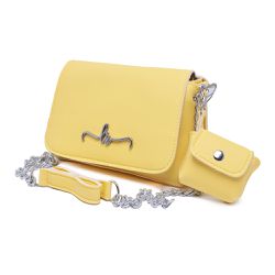 Bolsa Carteira Feminina Com Alça Amarelo Liso - Lorena Rodriguez