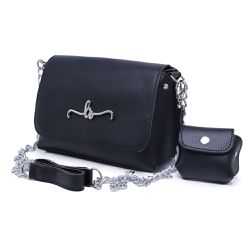 Bolsa Carteira Feminina Com Alça Preto Liso - Lorena Rodriguez