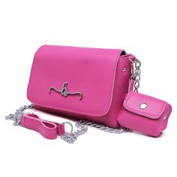 Bolsa Carteira Feminina Com Alça Rosa Pink Liso - Lorena Rodriguez