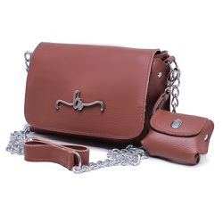 Bolsa Carteira Feminina Com Alça Caramelo Liso - Lorena Rodriguez