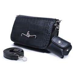 Bolsa Carteira Feminina Com Alça Preto Croco - Lorena Rodriguez