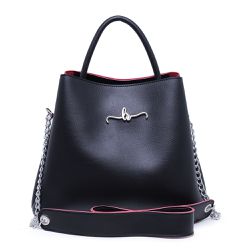 Bolsas Feminina Sacola Flex Preta com Vermelho - Lorena Rodriguez