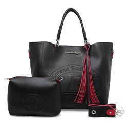 Bolsa Sacola Trançada Flex Preto e Vermelho + Nécessaire - Lorena Rodriguez