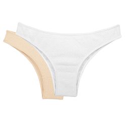 KIT CALCINHA BIQUINI 100% ALGODÃO BRANCO/NUDE - Love Secret