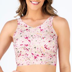 TOP CROPPED ESTAMPA FLORAL CHOCOLATE - Love Secret