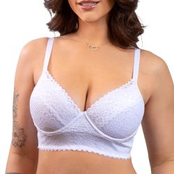 SUTIÃ COM RENDA E BASE ALONGADA BRANCO - Love Secret