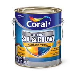 Tinta Sol e Chuva Acrílico Total Fosco Coral 3,6L - Luidar Tintas