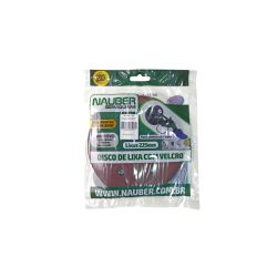 Pac 5 Discos De Lixa 080 225MM 6 Furos NAUBER - Luidar Tintas