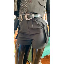 SHORT CARGO CREPE PRETO - Ref 06612011 - LUXURY COUNTRY WOMAN