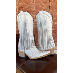 Bota Texana Tucson - Couro Flora Off-White - REF. ... - LUXURY COUNTRY WOMAN