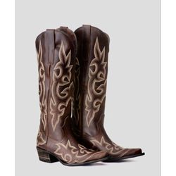 Bota Feminina Texana - Couro Euro Texas Wisky - RE... - LUXURY COUNTRY WOMAN