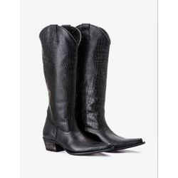 Bota Feminina Texana Tucson - Couro Croco Preto -... - LUXURY COUNTRY WOMAN