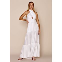 VESTIDO LONGO FRENTE CRUZADA -BRANCO - Ref: 069770... - LUXURY COUNTRY WOMAN