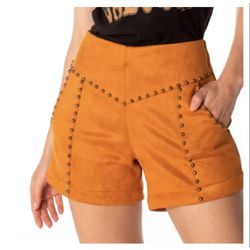 SHORTS CARAMEL SUEDE MOON HORSE - INV1825 - LUXURY COUNTRY WOMAN