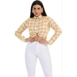 CROPPED XADREZ AMARELO BUPHALLOS - BPL 718 - LUXURY COUNTRY WOMAN