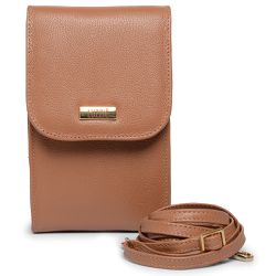 Bolsa Lia Caramelo - Metal Ouro | Couro Legítimo - LUZZIÊ