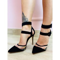 Scarpin Preto com Detalhe em Vinil - MADAME MALIA 
