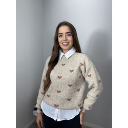 Blusa Trico Amanda Creme com Nude - MADAME MALIA 