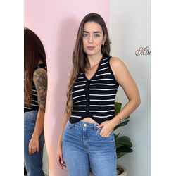 Colete Lira Preto Listrado - MADAME MALIA 