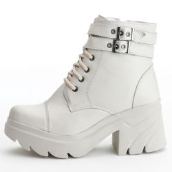 Bota Botinha Feminina Cano Baixo Tratorado Couro L... - Pettinari