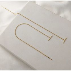 brinco fio corrente passante tubo dourado - fdour - Magnólia Elements 