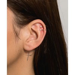 brinco piercing fake zircônias dourado - fzir - Magnólia Elements 