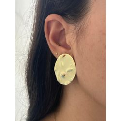 Brinco Oval Orgânico Dourado 4cm - 23072 - M&A jóias