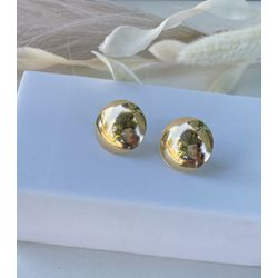 BRINCO MEIA BOLA DOURADO - 1036 - MarAmar Pratas e Semijoias 