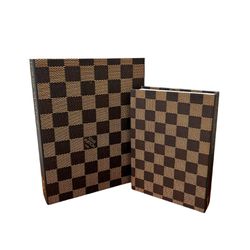 Dupla Livro Caixa Louis Vuitton Xadrez - DP708144-... - Marcia Helena Decorações