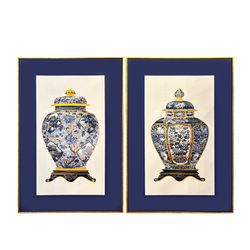Dupla de Quadros90x60 Potes Azuis - DQ9060-PA - Marcia Helena Decorações