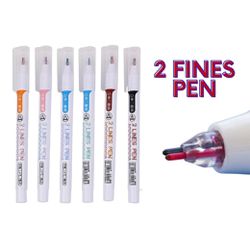 Kit de Canetas Duas Pontas 6 Cores - 030 - MARIE PAPELARIA FOFA