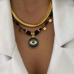 Colar olho turco negro - 000209 - Mariana Bertoni Acessórios