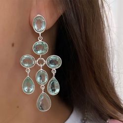 Brinco Cascata de Zircônia Verde Ácqua - 00042 - Mariana Bertoni Acessórios