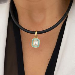 Colar Fio de borracha com zirconia azul - 00034 - Mariana Bertoni Acessórios