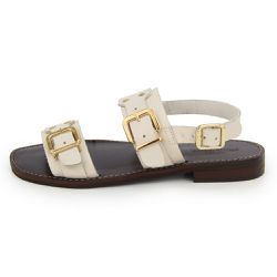 Rasteira Kauany Couro Off White - Maria Paula Store