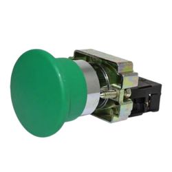 Pulsador Cogumelo 22MM Metalico Verde 1NA - 08415 - Comercial Salla