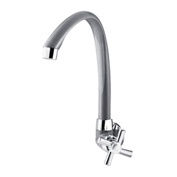 Torneira cozinha parede bica alta cross cinza e cr... - Comercial Salla