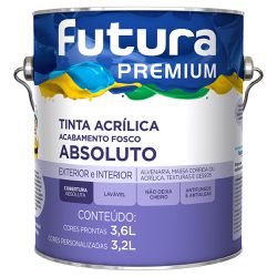 Tinta Acrílica Premium Absoluto Fosco 3,6L - Futur... - Marquezim Tintas