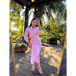 Saia Midi Cetim Liz Rosa... - Marya Conceito