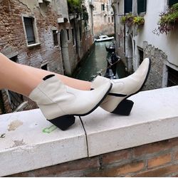 Bota Feminina Western Cannes Couro Off White - 185... - MAXTHERAPY