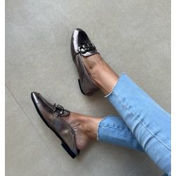 Mocassim Puglia Feminino Comfort em Couro Metaliza... - MAXTHERAPY
