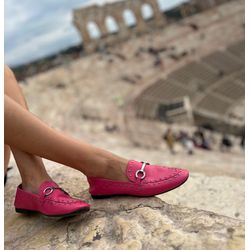 Mocassim Chloe Feminino Comfort em Couro Orquídea ... - MAXTHERAPY