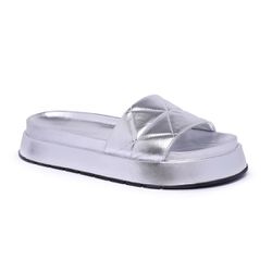 Sandália Flatform Puffy Angelina Maxtherapy Prata ... - MAXTHERAPY