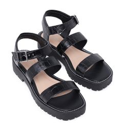 Sandália Flat Plataforma Tratorada Pamplona Croco ... - MAXTHERAPY