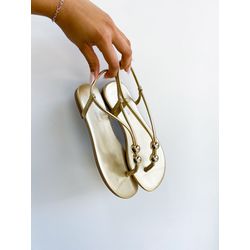 Rasteirinha Celine DOURADO - 0005340012 - Morena Brasil Shoes