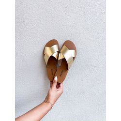 Rasteirinha Vivian DOURADO - 0008150012 - Morena Brasil Shoes