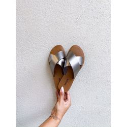 Rasteirinha Vivian CHUMBO METALIZADO - 0008150034 - Morena Brasil Shoes
